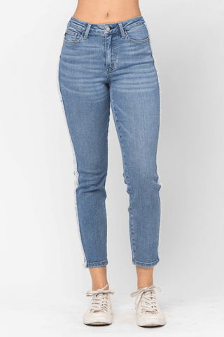 Judy Blue Take Down Side Fray Jeans - Bray and Em Boutique