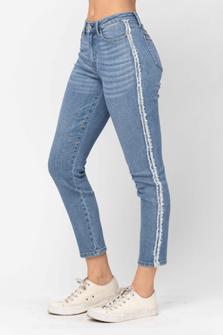 Judy Blue Take Down Side Fray Jeans - Bray and Em Boutique