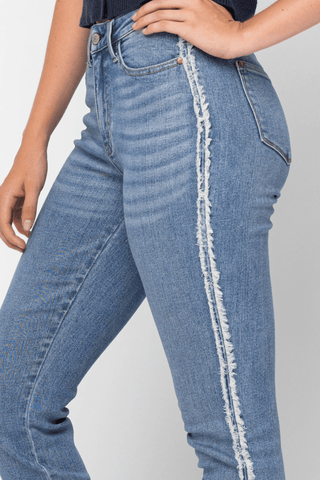 Judy Blue Take Down Side Fray Jeans - Bray and Em Boutique