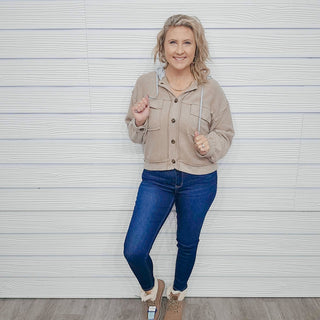 Jump Into Style Button Up Hooded Shacket - Bray and Em Boutique