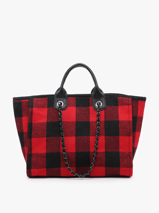 Kristina Satchel Bag – Chain Strap Style | M2044 : Red/Black - Bray and Em Boutique