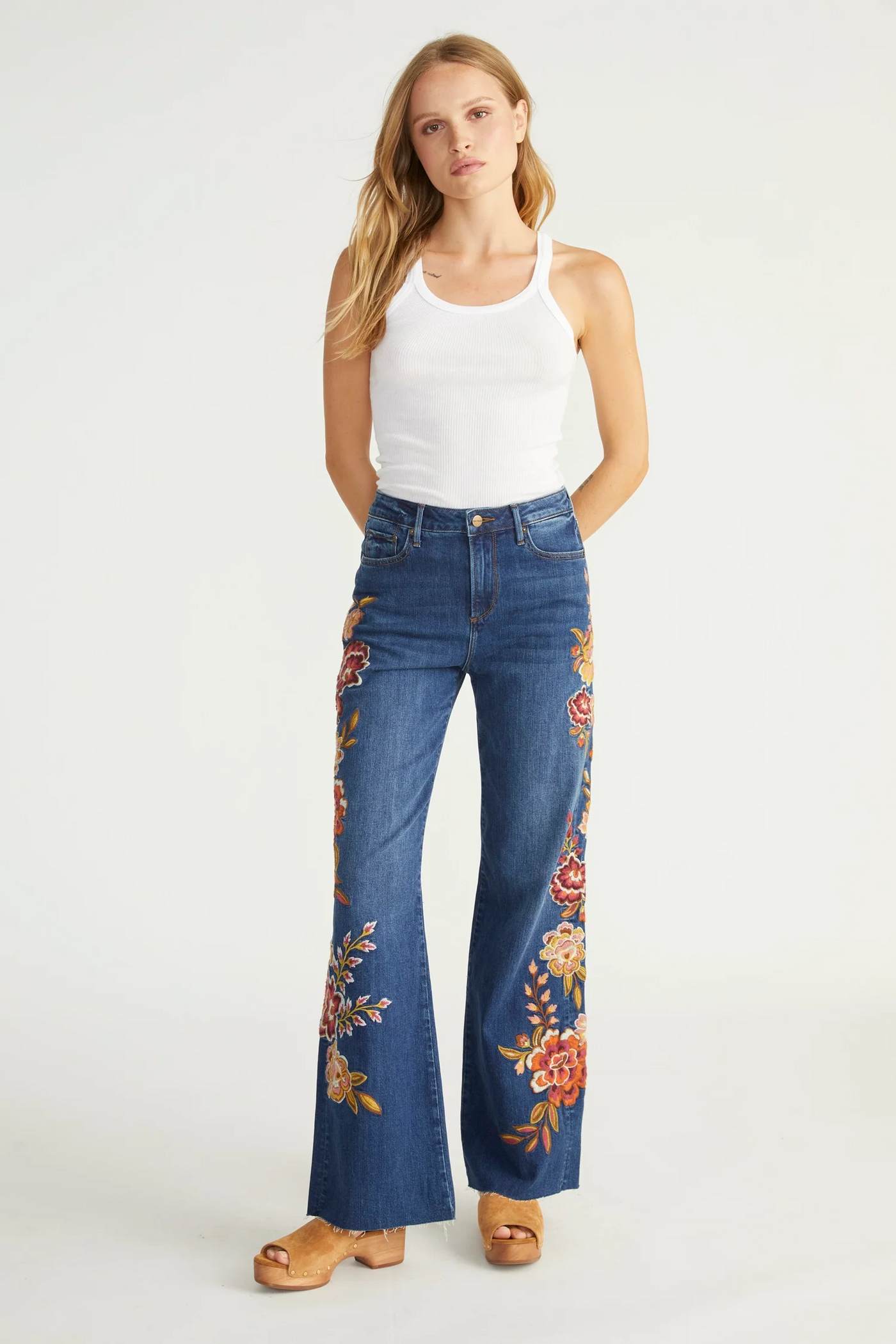 Driftwood HR Dancing Blooms Wide Leg Jeans