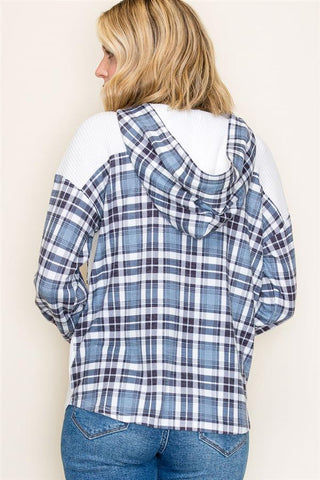 Laid Back Charm Hooded Plaid Top - Bray and Em Boutique