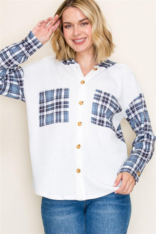 Laid Back Charm Hooded Plaid Top - Bray and Em Boutique