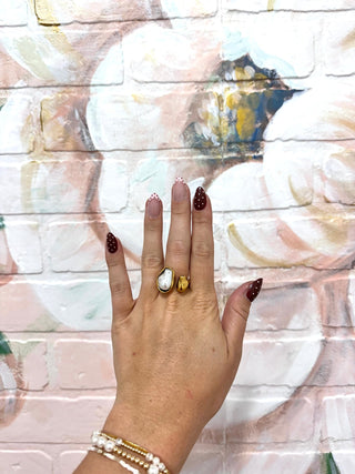 Lauren Kenzie Golden Pearl Ring - Bray and Em Boutique