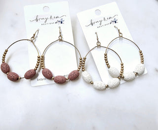 Lava Rock Hoop Earrings - Bray and Em Boutique
