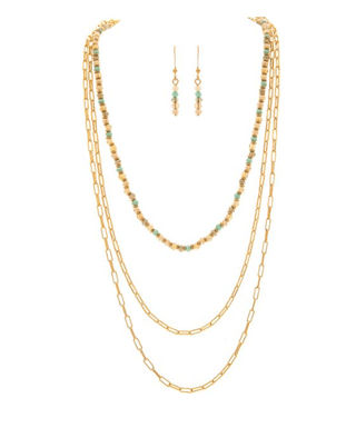 Layered Beaded & Chain Link Necklace Set - Bray and Em Boutique
