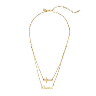 Layered Cross and Blessed Charm Necklace - Bray and Em Boutique