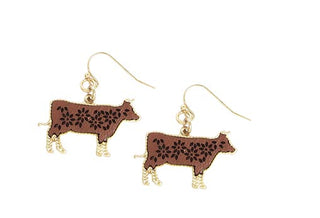Leather Cows Earrings - Bray and Em Boutique