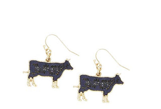 Leather Cows Earrings - Bray and Em Boutique