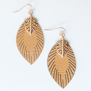 Leather Leaf Earrings - Bray and Em Boutique