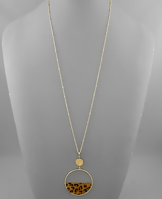 Leopard Print Wedge & Circle Necklace - Bray and Em Boutique