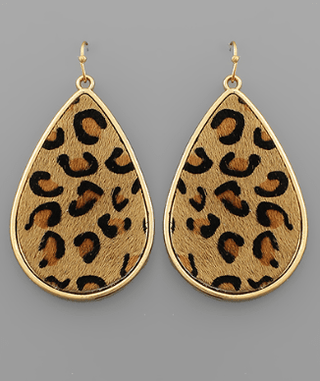 Leopard Teardrop Leather Earrings - Bray and Em Boutique
