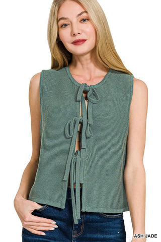 Lessons Learned Tie Front Sweater Vest - Bray and Em Boutique