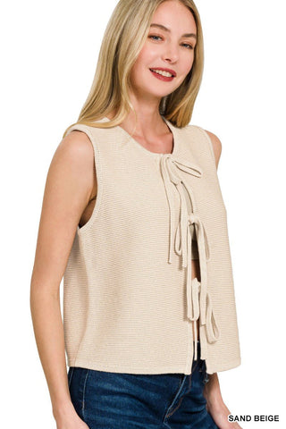 Lessons Learned Tie Front Sweater Vest - Bray and Em Boutique