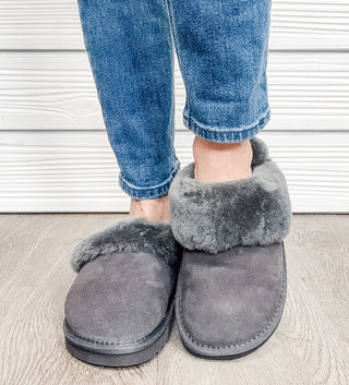 Lia Scuff Slipper - Charcoal - Bray and Em Boutique