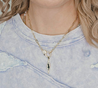 Lightning Bolt Charm Necklace - Bray and Em Boutique
