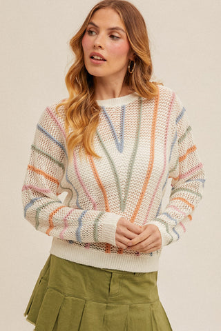 Line It Up Fishnet Sweater - Bray and Em Boutique