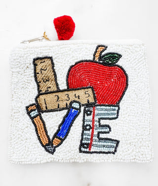 LOVE Teachers Beaded Coin Purse - Bray and Em Boutique