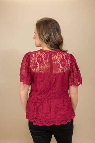 Lovely Lace Peplum Blouse - Bray and Em Boutique