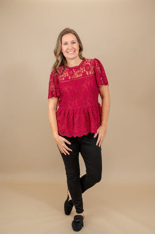 Lovely Lace Peplum Blouse - Bray and Em Boutique