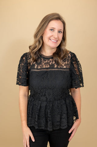 Lovely Lace Peplum Blouse - Bray and Em Boutique