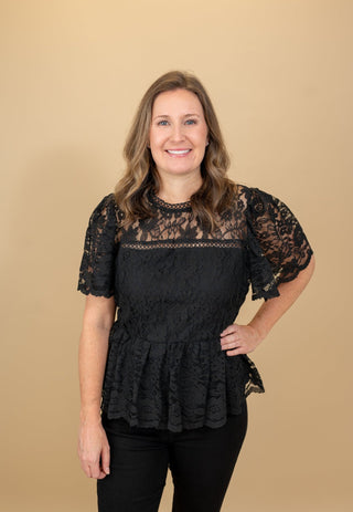 Lovely Lace Peplum Blouse - Bray and Em Boutique