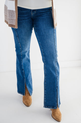 Lovervet HR Aimee Front Slit Flare Jeans - Bray and Em Boutique