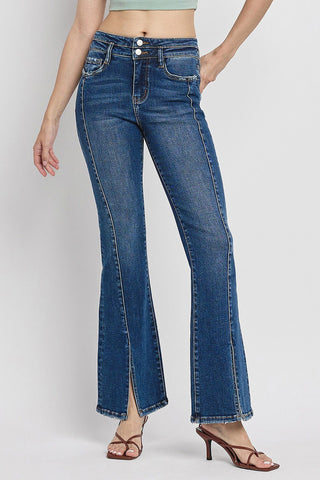 Lovervet HR Aimee Front Slit Flare Jeans - Bray and Em Boutique