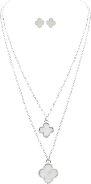 Lucky in Layers Clover Necklace & Earring Set - Bray and Em Boutique