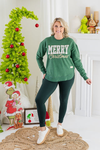 "Merry Christmas" Spruce Trees Sweatshirt - Bray and Em Boutique