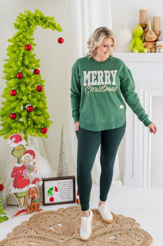 "Merry Christmas" Spruce Trees Sweatshirt - Bray and Em Boutique