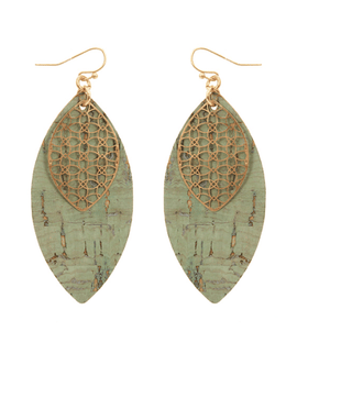 Metal & Cork Marquise Earring - Bray and Em Boutique