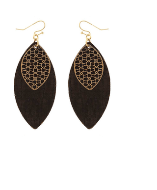 Metal & Cork Marquise Earring - Bray and Em Boutique