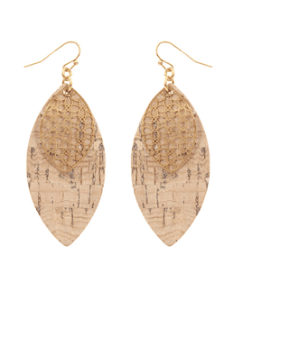 Metal & Cork Marquise Earring - Bray and Em Boutique
