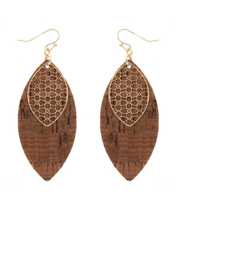 Metal & Cork Marquise Earring - Bray and Em Boutique
