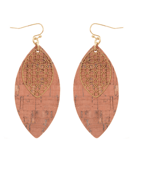 Metal & Cork Marquise Earring - Bray and Em Boutique