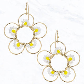 Metal Wire Flower Earrings with Seed Beads - Bray and Em Boutique