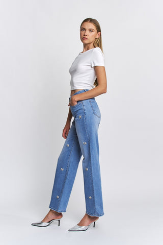 MICA HR Dazzled Dreams Wide Leg Jeans - Bray and Em Boutique