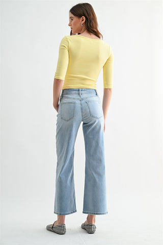 MICA: MR Oh - So - Dreamy Wide Leg Ankle Jeans - Bray and Em Boutique