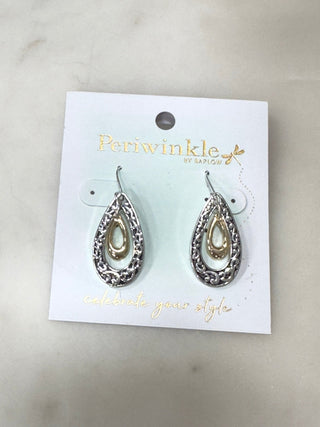 Mixed Metal Filigree Teardrop Earrings - Bray and Em Boutique