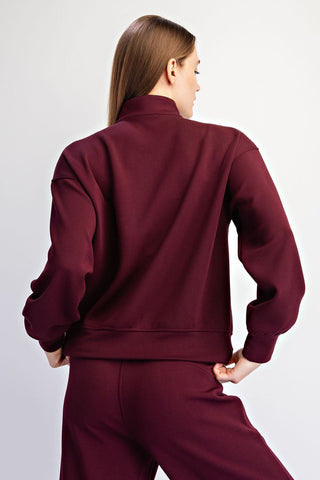 Modal Scuba Quarter Zip Long Sleeve Top - Bray and Em Boutique