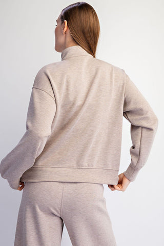 Modal Scuba Quarter Zip Long Sleeve Top - Bray and Em Boutique