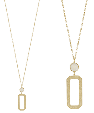 Mother of Pearl & Rectangular Pendant Necklace - Bray and Em Boutique