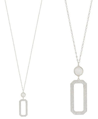 Mother of Pearl & Rectangular Pendant Necklace - Bray and Em Boutique