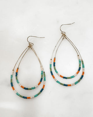 Multi Beaded Double Teardrop Earrings - Bray and Em Boutique