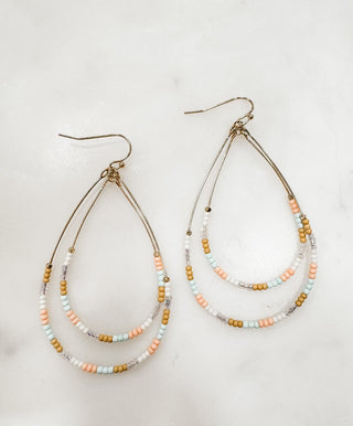 Multi Beaded Double Teardrop Earrings - Bray and Em Boutique