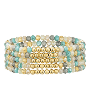Multi Crystal Beaded Stretch Bracelet (Set of 5) - Bray and Em Boutique