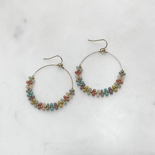 Multi Flower Crystal Beaded Hoop Earrings - Bray and Em Boutique