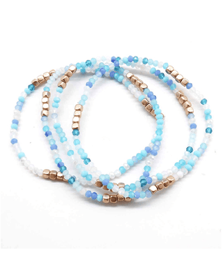 Multi Glass Bead Stretch Bracelet (Set of 4) - Bray and Em Boutique